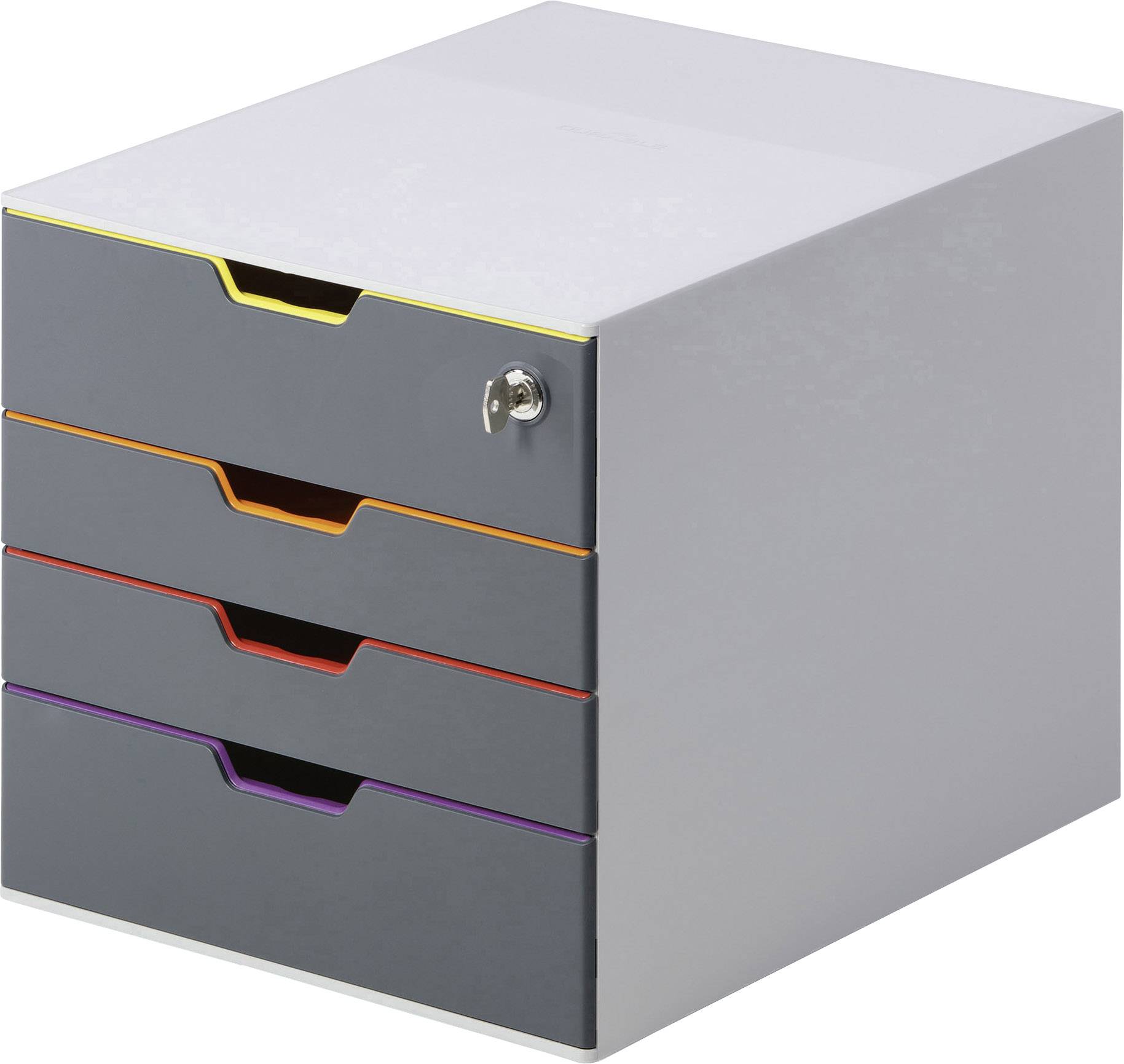 Durable VARICOLOR 4 SAFE - 7606 760627 Schubladenbox Grau DIN A4, DIN C4, Folio, Letter Anzahl der Schubfächer: 4