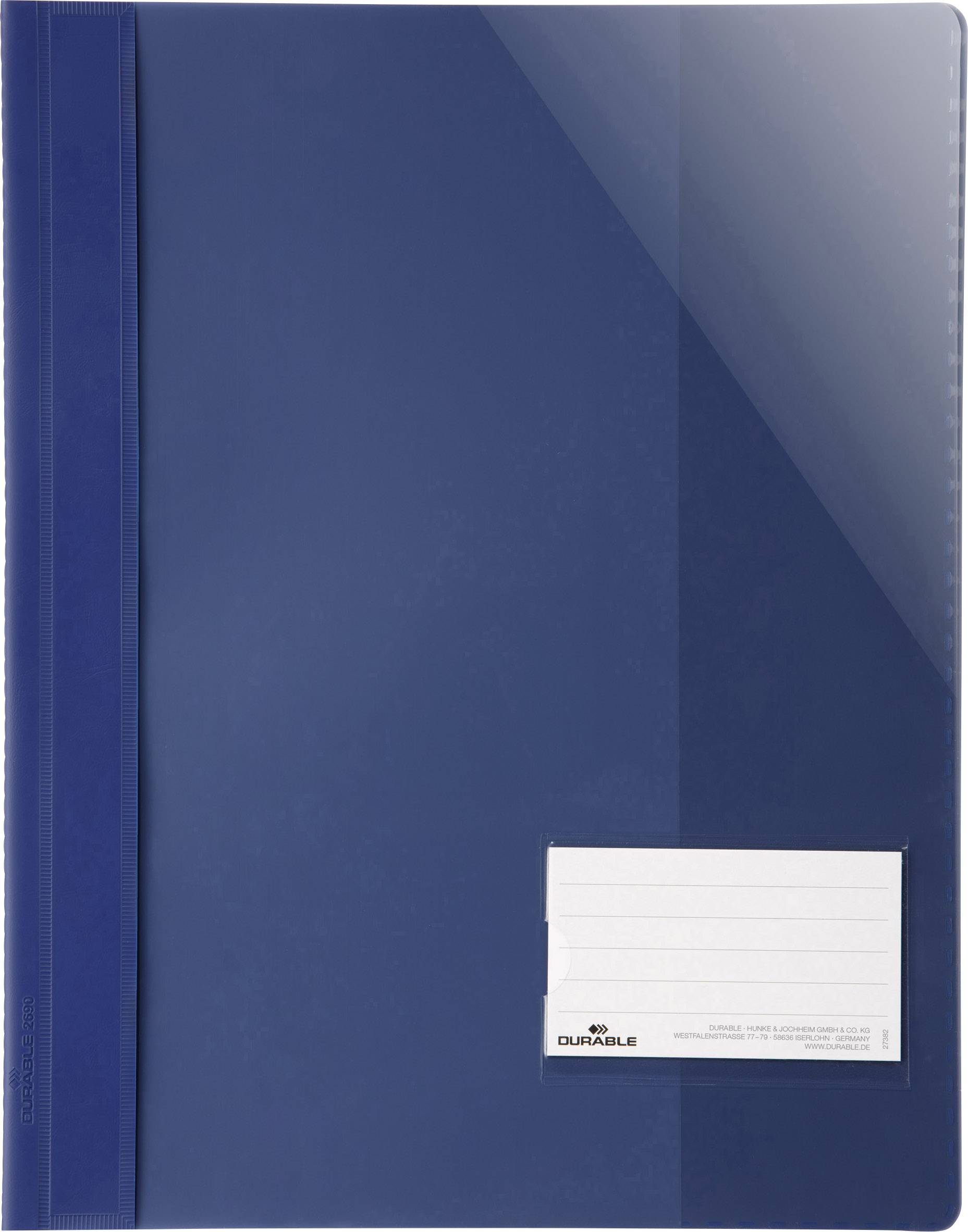 Durable 269007 Sichthefter Dunkelblau DIN A4+ Beschriftungsfenster (90 x 57 mm), Einreißschutz, Innentasche (Rückseite)
