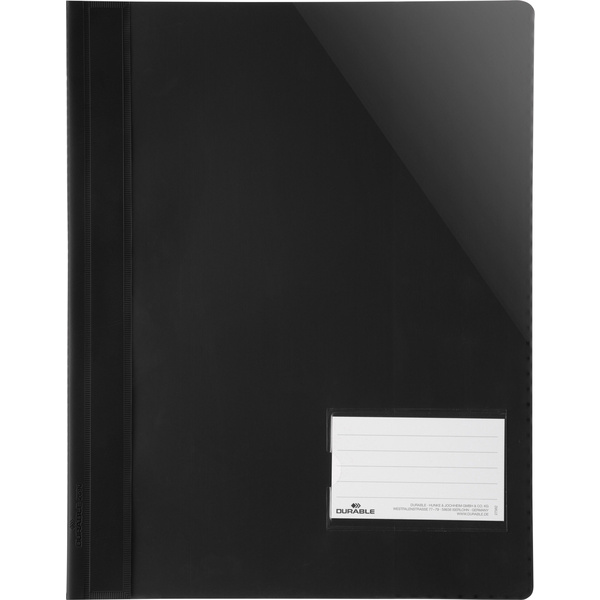 Durable 269001 Sichthefter Schwarz DIN A4+ Beschriftungsfenster (90 x 57 mm), Einreißschutz, Innentasche (Rückseite)