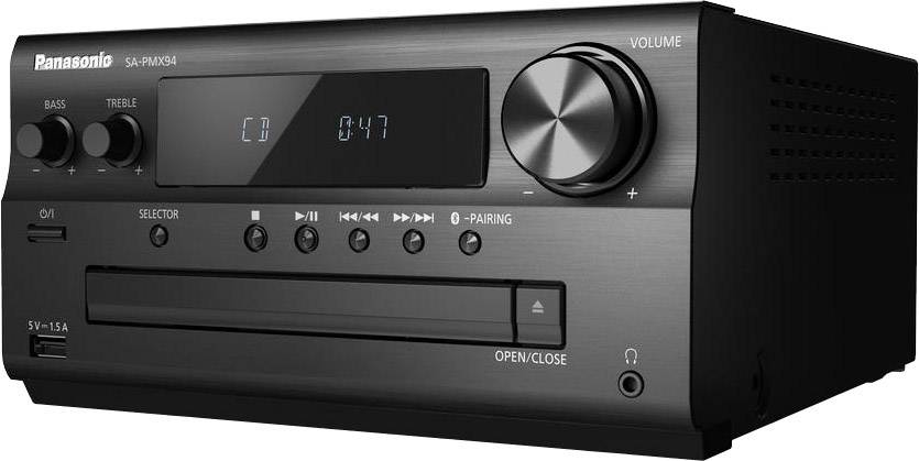 Panasonic SC-PMX94 Stereoanlage AUX, Bluetooth®, DAB+, CD, UKW, High-Resolution Audio 2 x 60W Schwarz
