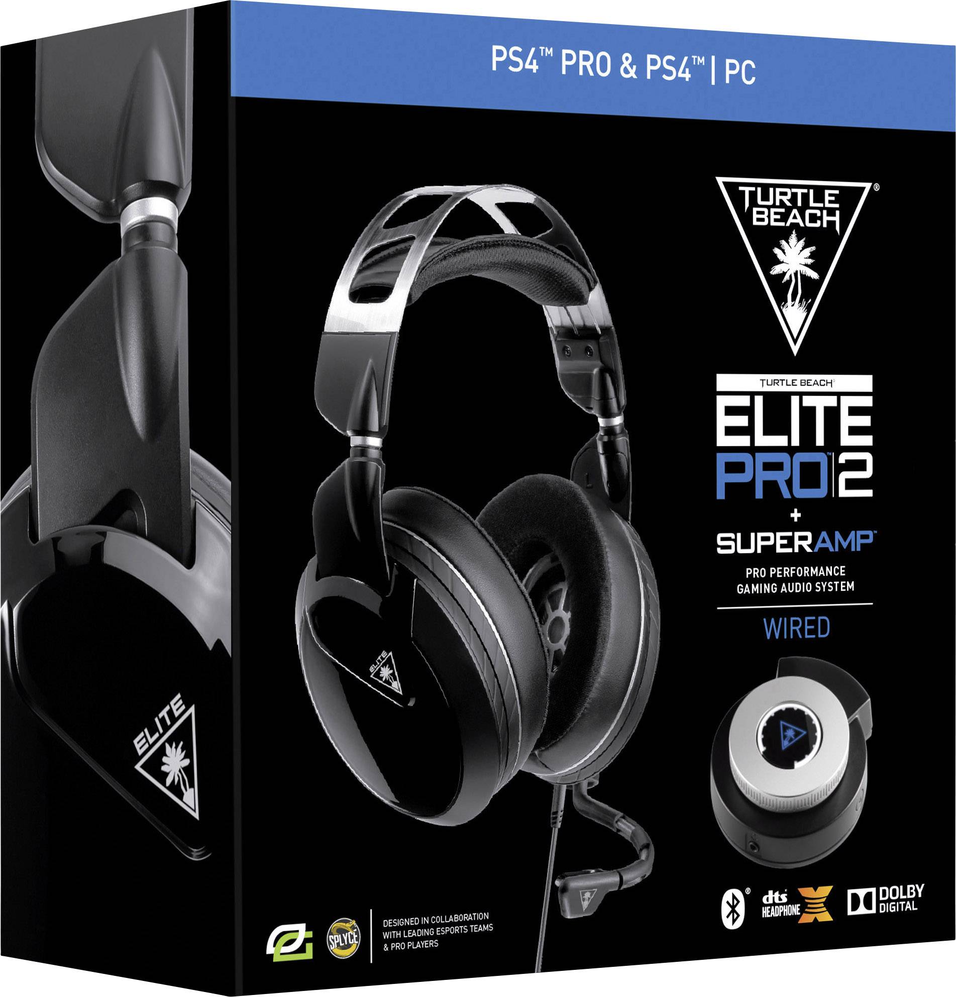 Turtle Beach Elite Pro2 Over Ear Headset Bluetooth®, kabelgebunden Stereo Weiß, Schwarz Noise Cancelling Lautstärkeregelung, Mikrofon-Stummschaltu