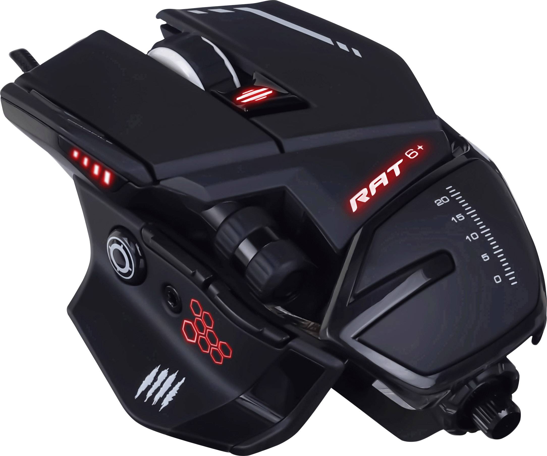 MadCatz R.A.T. 6+ Ergonomische Gaming-Maus USB Optisch Schwarz 11 Tasten 12000 dpi Beleuchtet, Ergonomisch, Gewichts-Tuning