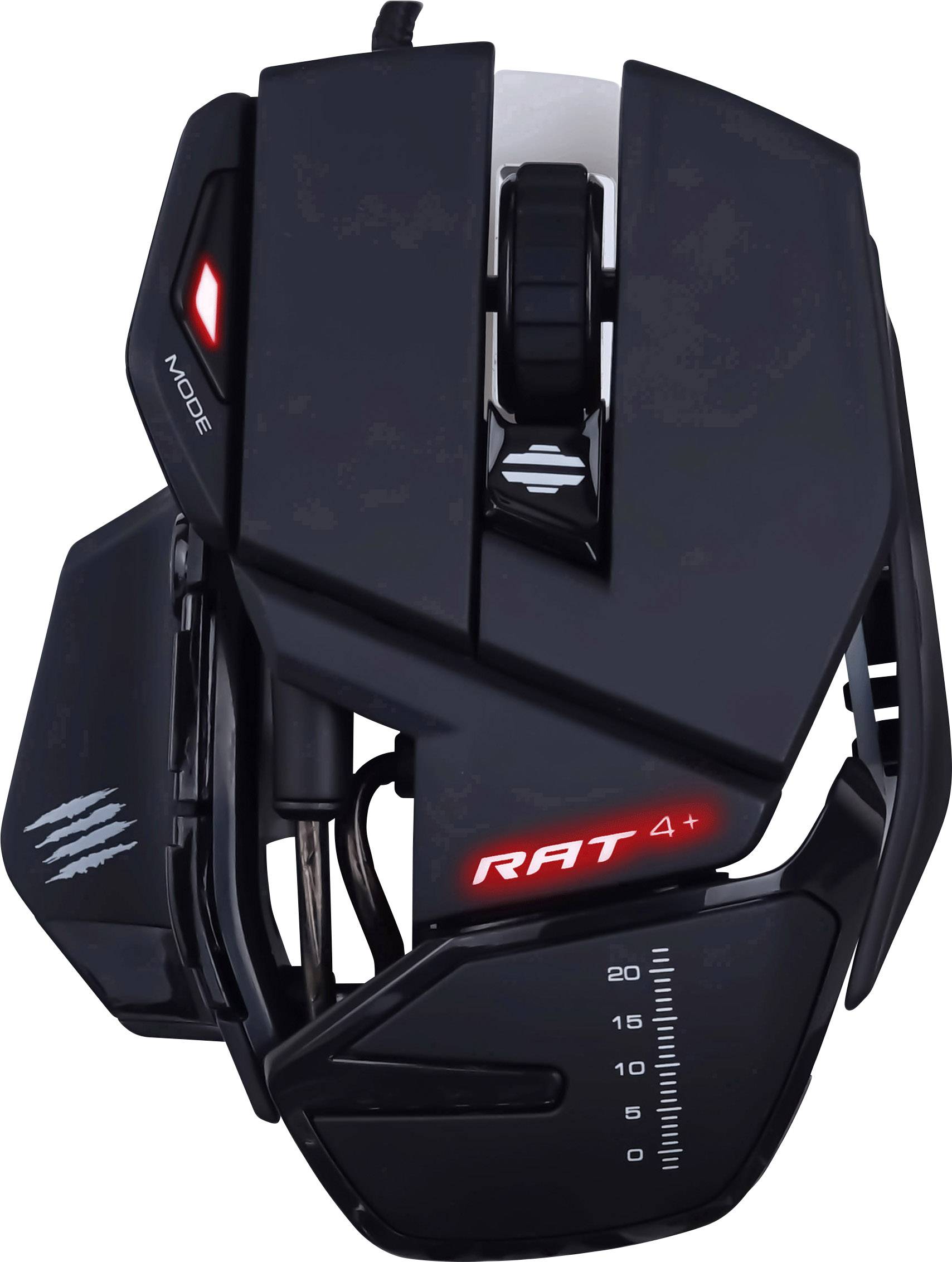 MadCatz R.A.T. 4+ Ergonomische Gaming-Maus USB Optisch Schwarz 9 Tasten 7200 dpi Beleuchtet, Ergonomisch, Handballenauflage