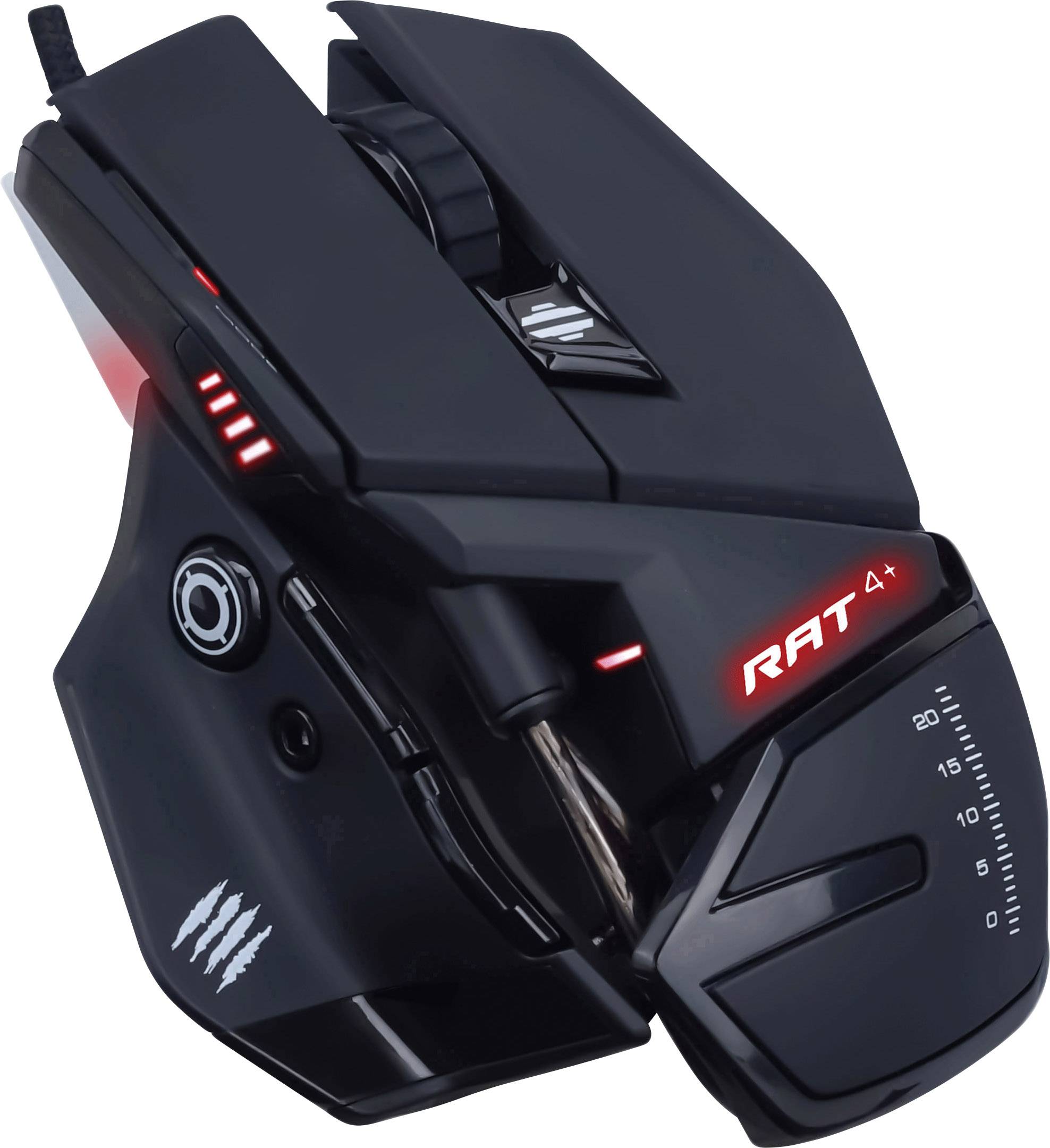 MadCatz R.A.T. 4+ Ergonomische Gaming-Maus USB Optisch Schwarz 9 Tasten 7200 dpi Beleuchtet, Ergonomisch, Handballenauflage