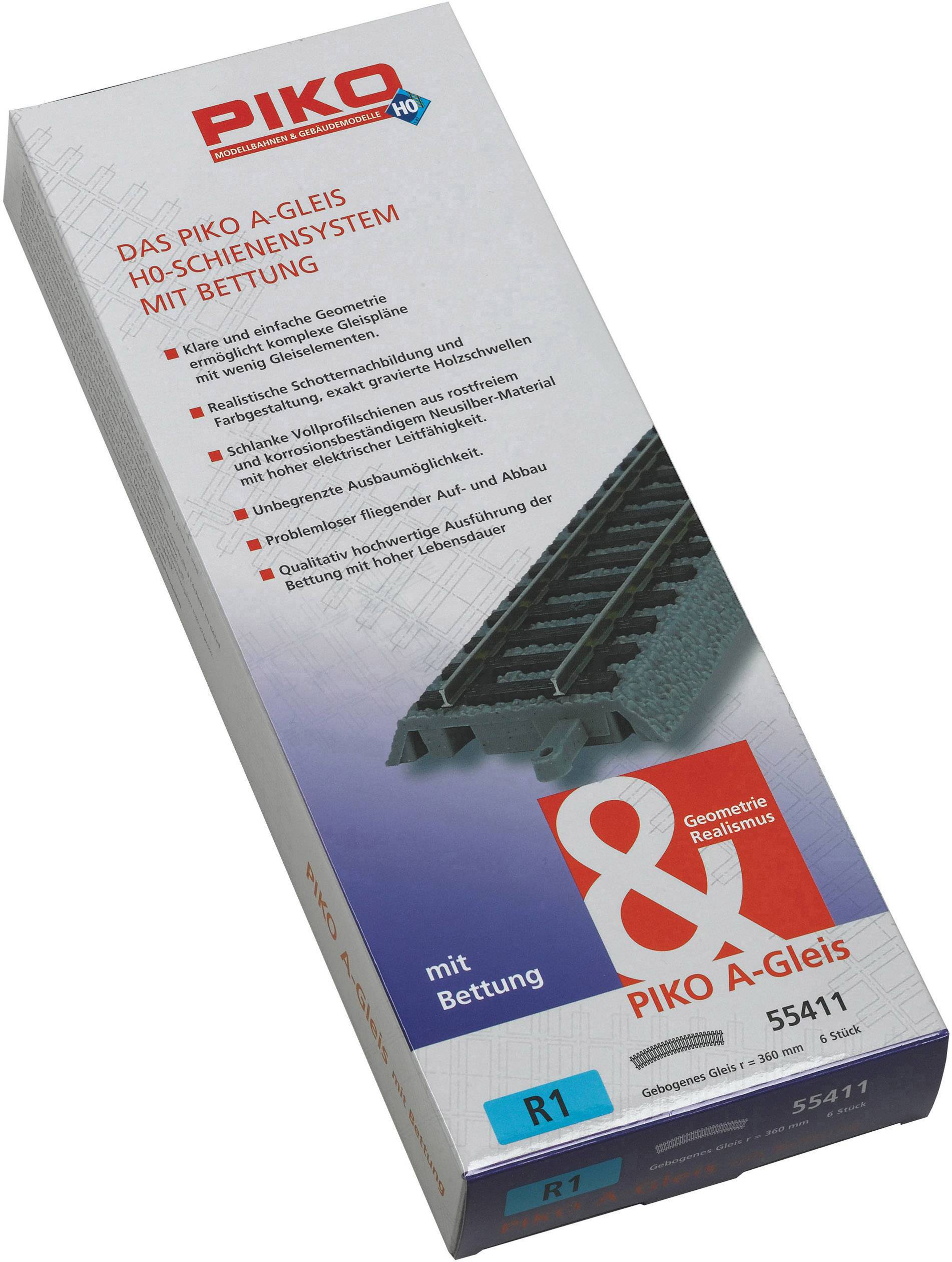 H0 Piko A-Gleis 55411 Gebogenes Gleis 6St.