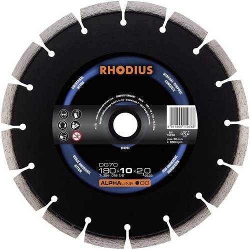 Rhodius 304091 DG70 Diamanttrennscheibe Durchmesser 115 mm Bohrungs-Ø 22.23 mm Beton 1 St.