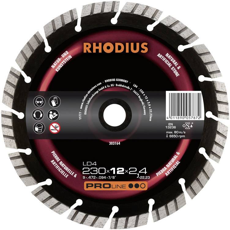 Rhodius 303161 LD4 Diamanttrennscheibe Durchmesser 125 mm Bohrungs-Ø 22.23 mm Naturstein 1 St.