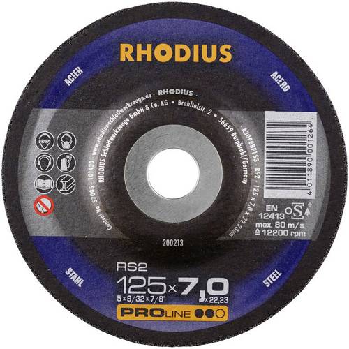 Rhodius 200274 RS2 Schruppscheibe gekröpft Durchmesser 230 mm Bohrungs-Ø 22.23 mm Stahl 1 St.