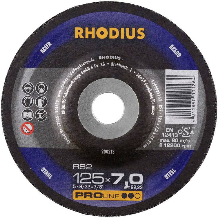 Rhodius 200184 RS2 Schruppscheibe gekröpft Durchmesser 115 mm Bohrungs-Ø 22.23 mm Stahl