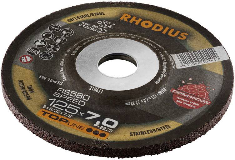 Rhodius 210611 RS580 SPEED Schruppscheibe gekröpft Durchmesser 125mm Bohrungs-Ø 22.23mm Edelstahl, Stahl 1St.