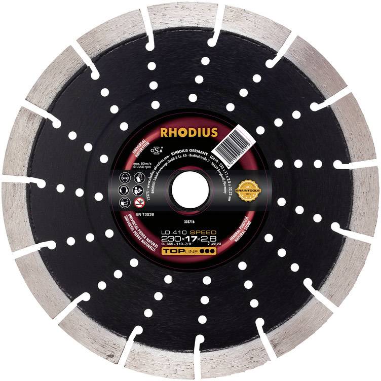 Rhodius 303715 LD410 SPEED Diamanttrennscheibe Durchmesser 180 mm Bohrungs-Ø 22.23 mm Naturstein 1