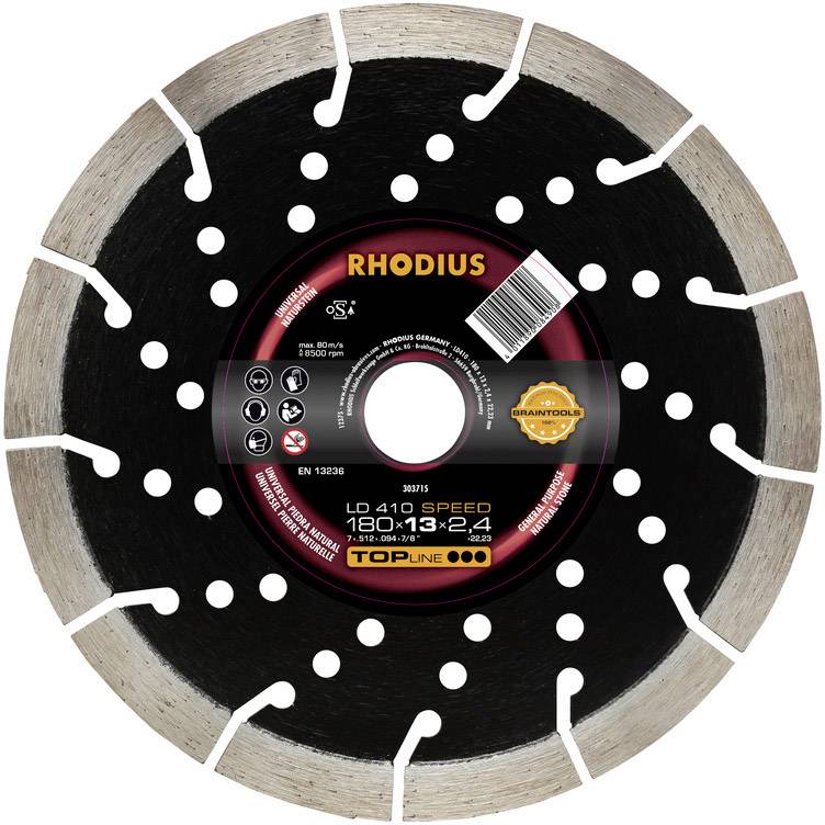 Rhodius 303715 LD410 SPEED Diamanttrennscheibe Durchmesser 180mm Bohrungs-Ø 22.23mm Naturstein 1St.