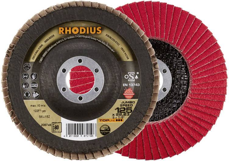Rhodius 208748 JUMBO SPEED Fächerschleifscheibe Durchmesser 125mm Bohrungs-Ø 22.23mm Edelstahl