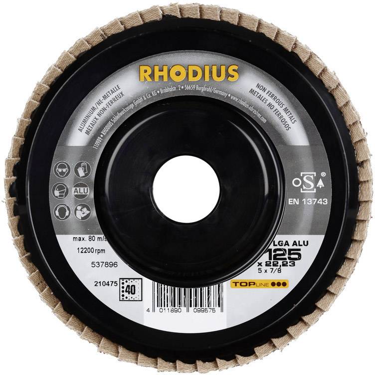 Rhodius 210475 LGA ALU Fächerschleifscheibe Durchmesser 125mm Bohrungs-Ø 22.23mm NE-Metalle