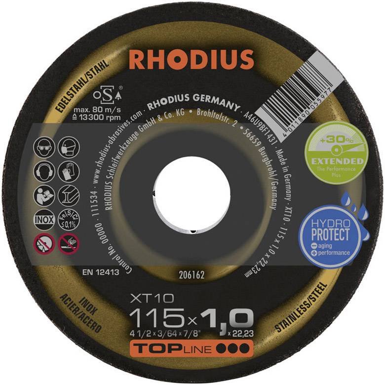 Rhodius XT10 206162 Trennscheibe gerade 115mm Edelstahl, Stahl