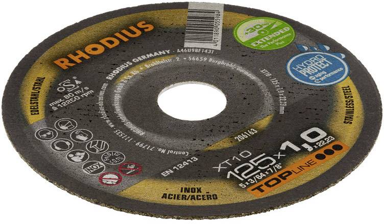 Rhodius XT10 206163 Trennscheibe gerade 125mm Edelstahl, Stahl