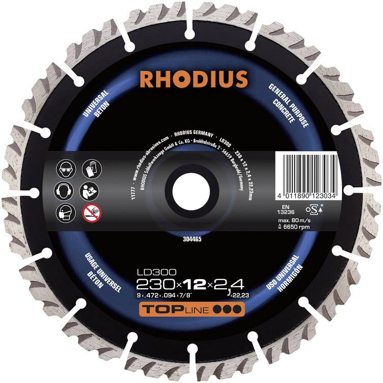 Rhodius 304462 LD300 Diamanttrennscheibe Durchmesser 125 mm Bohrungs-Ø 22.23 mm Beton 1 St.