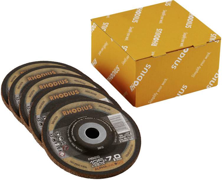 Rhodius 210751 RS28 Schruppscheibe gekröpft Durchmesser 115 mm Bohrungs-Ø 22.23 mm Edelstahl, Stahl