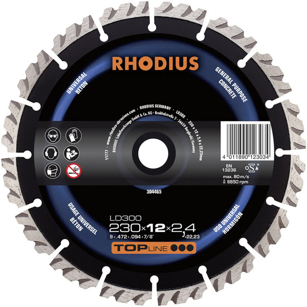 Rhodius 304465 LD300 Diamanttrennscheibe Durchmesser 230mm Bohrungs-Ø 22.23mm Beton 1St.
