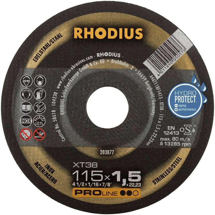 Rhodius XT38 210746 Trennscheibe gerade 115mm 1 Set Edelstahl, Stahl