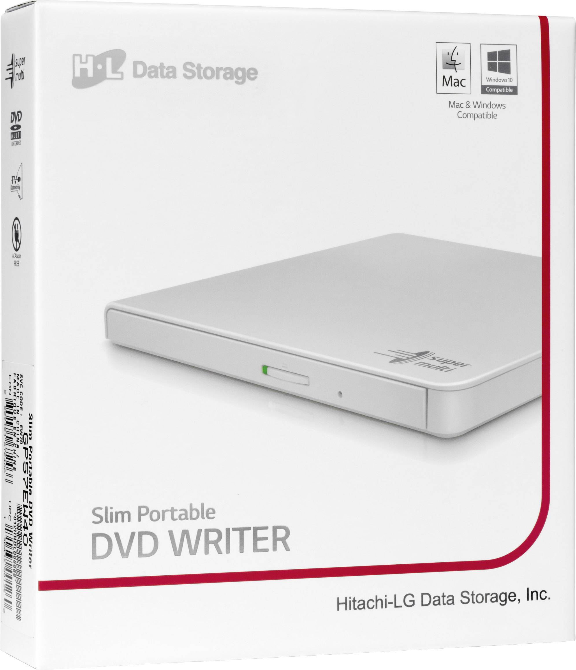 HL Data Storage GP57EW40.AHLE10B DVD-Brenner Extern Retail USB-A (USB 2.0) Weiß