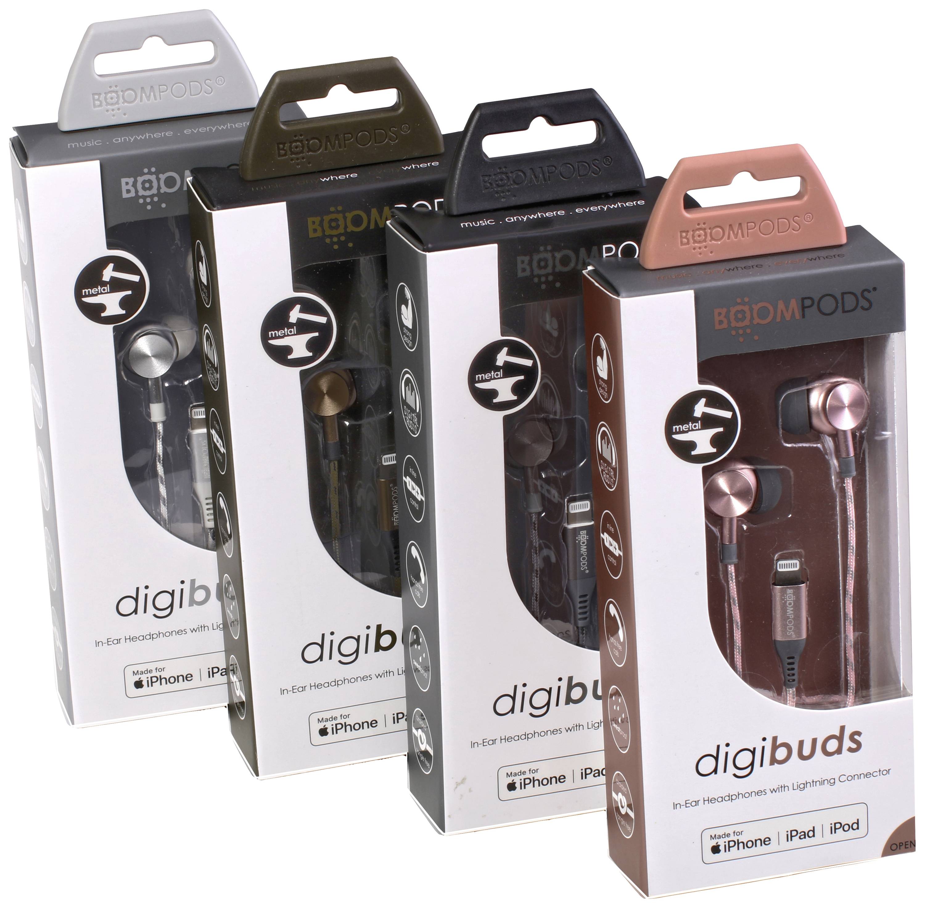 Boompods Digibuds In Ear Kopfhörer kabelgebunden Rose, Titan Headset, Lautstärkeregelung