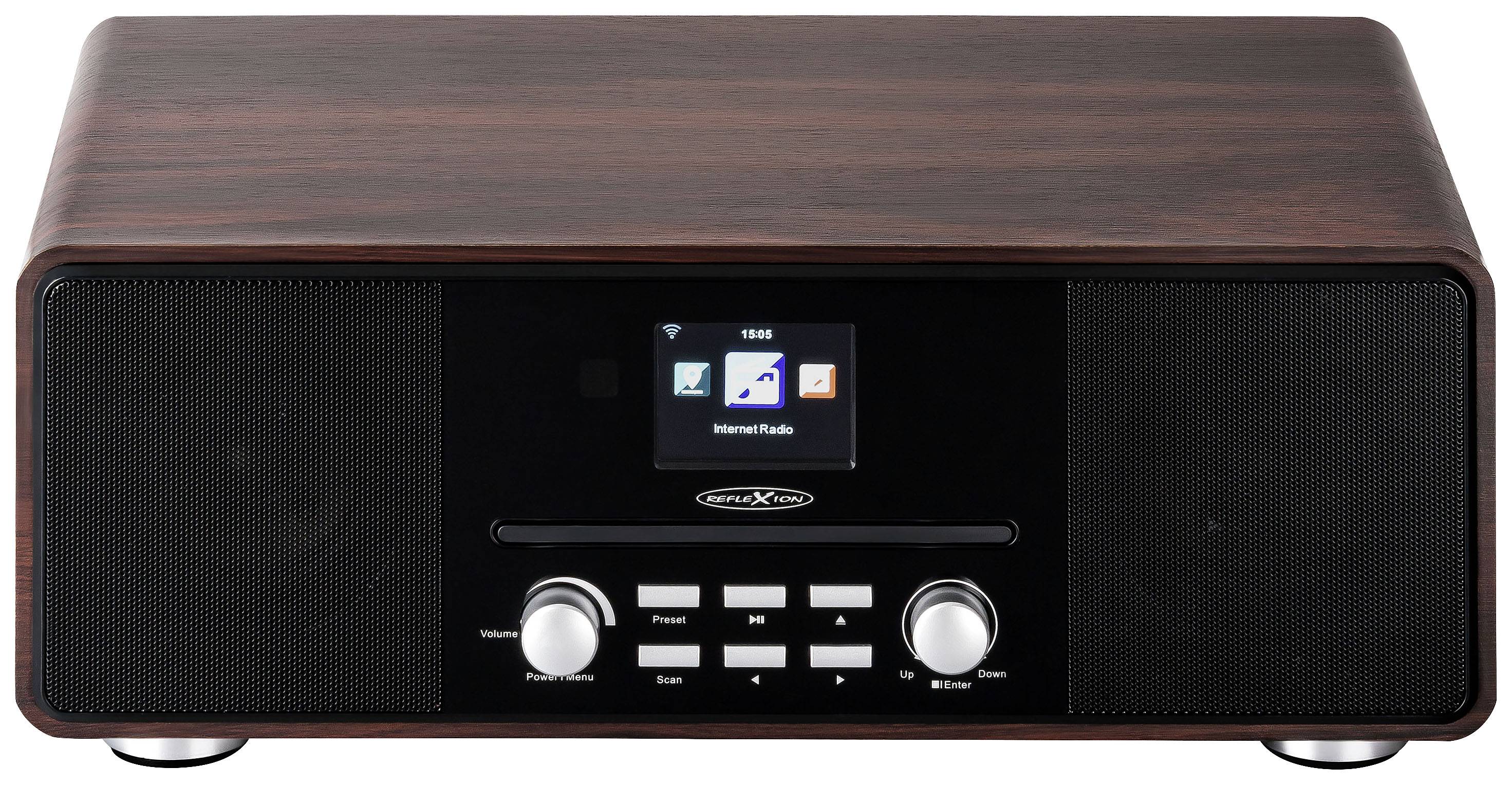 Reflexion HRA19INT/WD Internet Tischradio DAB+, UKW, Internet AUX, Bluetooth®, CD, Internetradio Holz