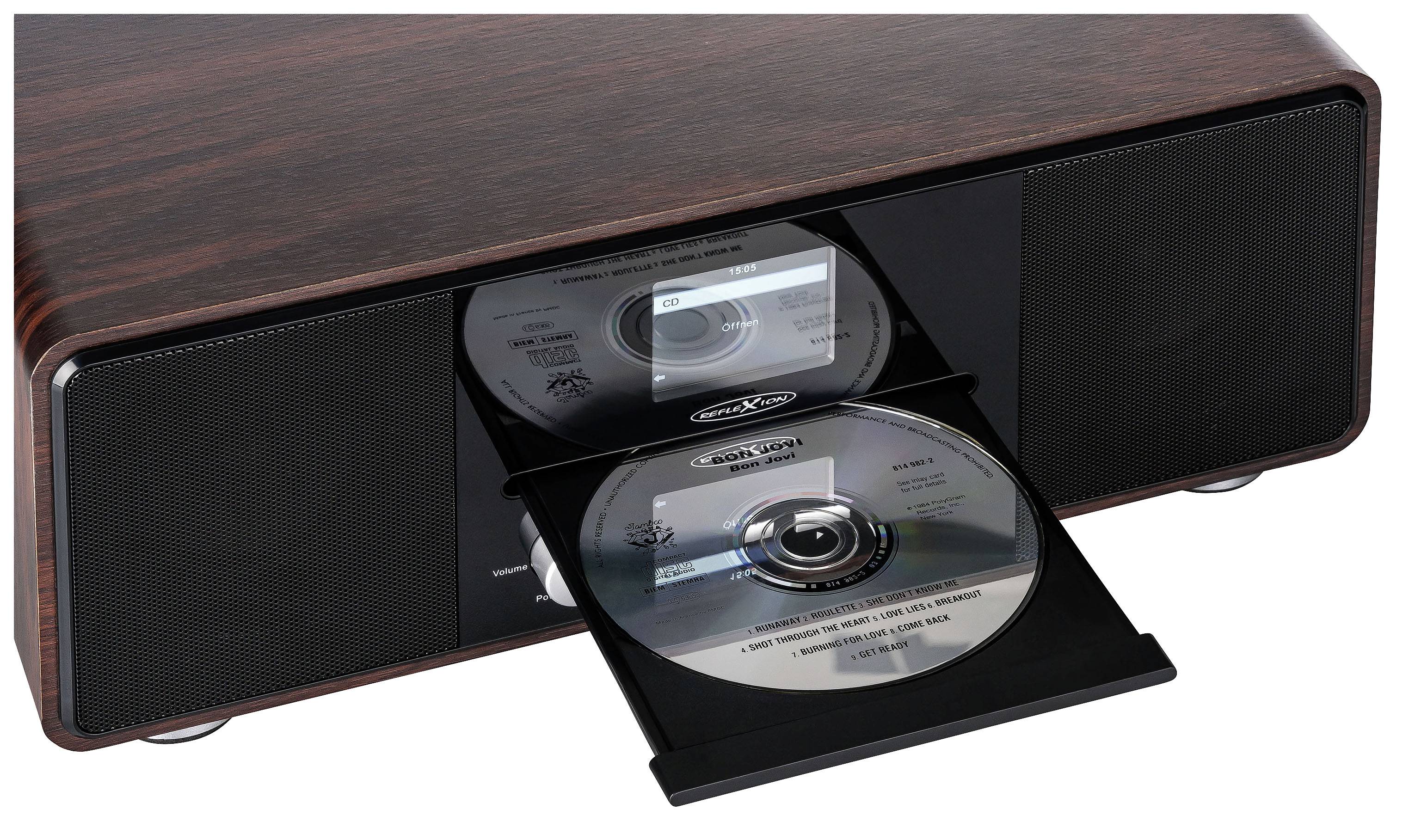 Reflexion HRA19INT/WD Internet Tischradio DAB+, UKW, Internet AUX, Bluetooth®, CD, Internetradio Holz