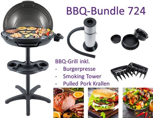 Bundle BBQ 724 Elektro Standgrill Grill-Fläche (Durchmesser)=480mm Schwarz