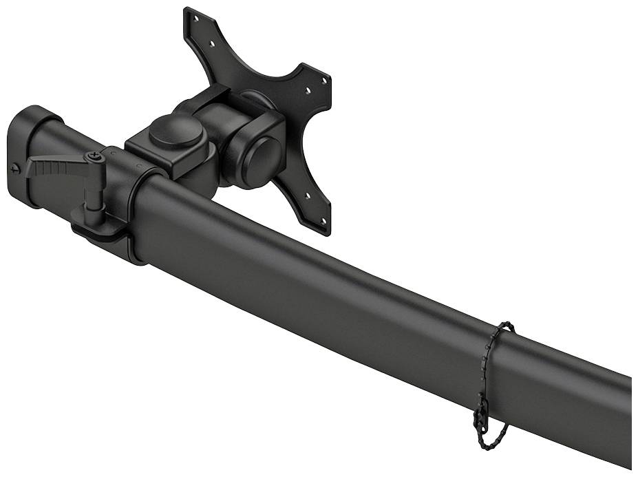 Monitorhalterung zeigt ein einstellbares Gelenkarmdesign mit Befestigungsplatte für sicheren Halt. Ideal für ergonomische Bildschirmpositionierung.