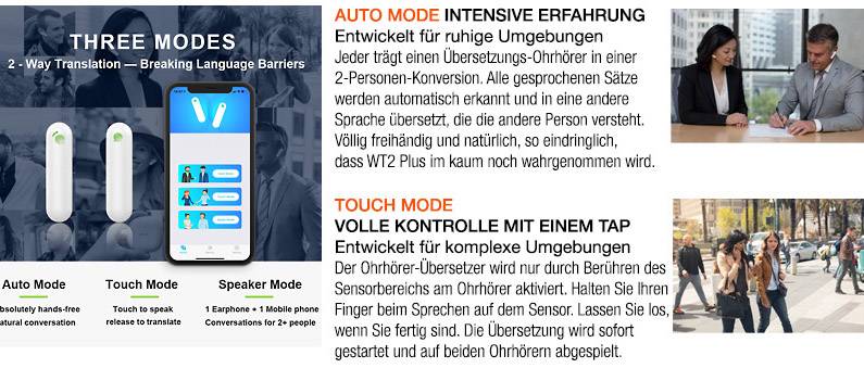 Timekettle Mobiler Dolmetscher WT2 Plus Deutsch, Englisch, Niederländisch, Italienisch, Spanisch, Französisch, Portugiesisch, Schwedisch, Norwegisch