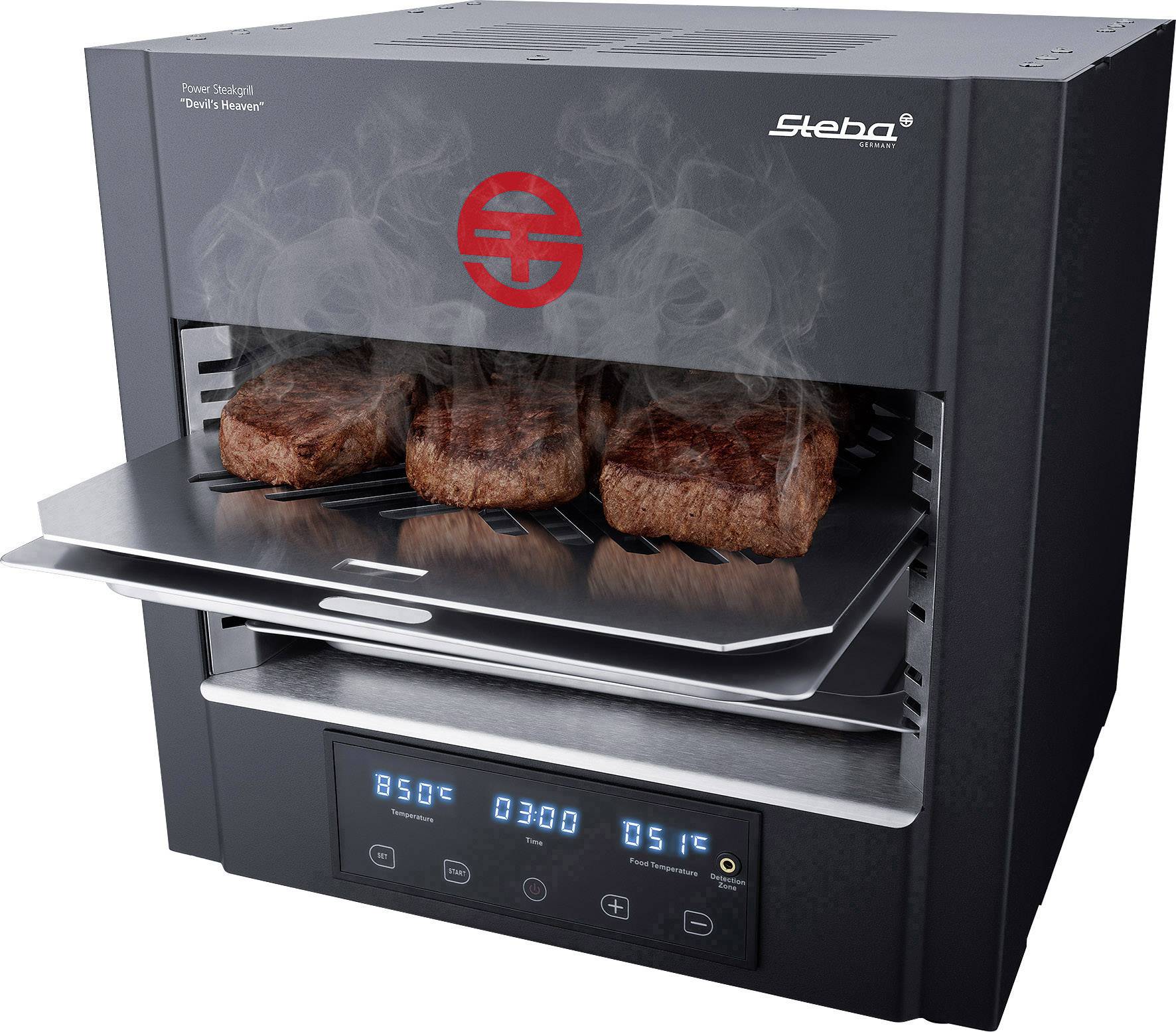 Steba PS E2600 XL Elektro, Steak Grill Temperaturvorwahl, Timerfunktion Schwarz