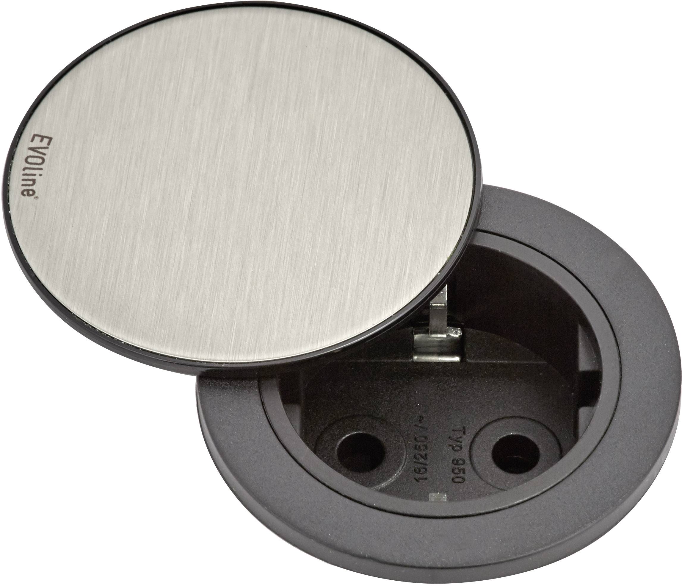 EVOline 159280003900 Einbau-Steckdosenleiste 1fach Edelstahl, Schwarz 1 St.