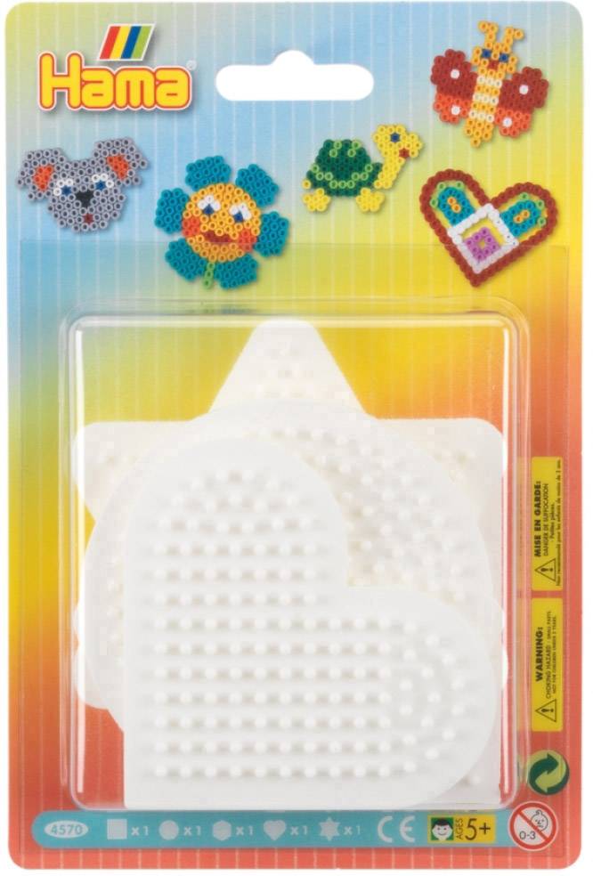 Vedes HAMA Bügelperlen Blister 5 Stiftplatten Stern, Herz, Kreis, Quadrat, Sechseck 4570