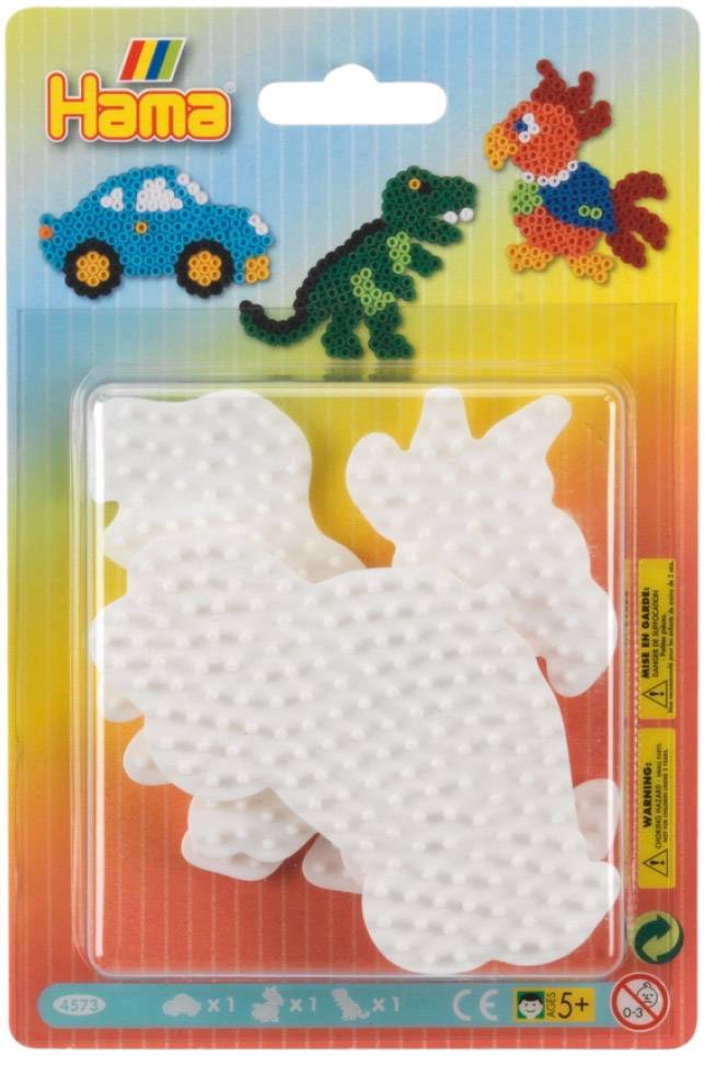 Vedes HAMA Bügelperlen Blister 3 Stiftplatten Auto/Dinosaurier/Papagei 4573