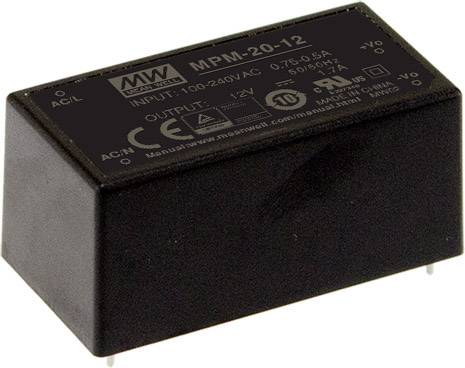 MEAN WELL MPM-20-12 AC/DC-Printnetzteil 12 V/DC 1.8A 21.6W