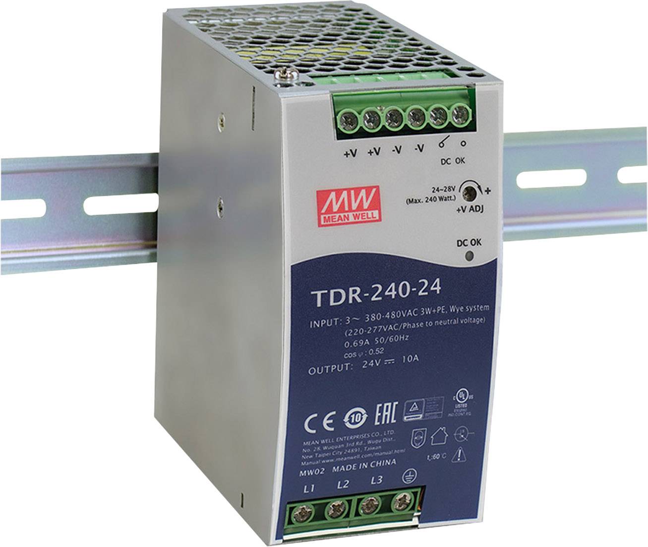 MEAN WELL TDR-240-24 Hutschienen-Netzteil (DIN-Rail) 24 V/DC 10 A 240 W Anzahl Ausgänge:1 x Inhalt