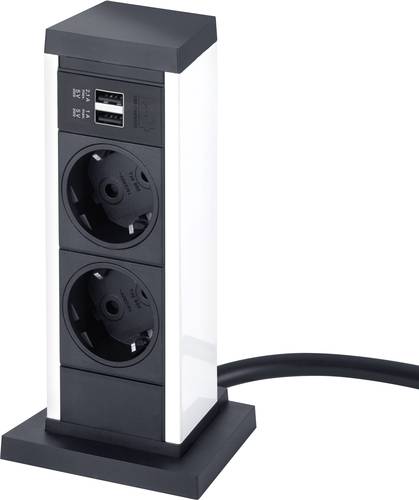 159390002800 Einbau-Steckdosenleiste 2fach Schwarz, Weiß Schutzkontakt 1St.