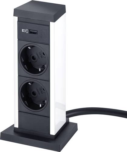 159390002900 Einbau-Steckdosenleiste 2fach Schwarz, Weiß Schutzkontakt 1St.