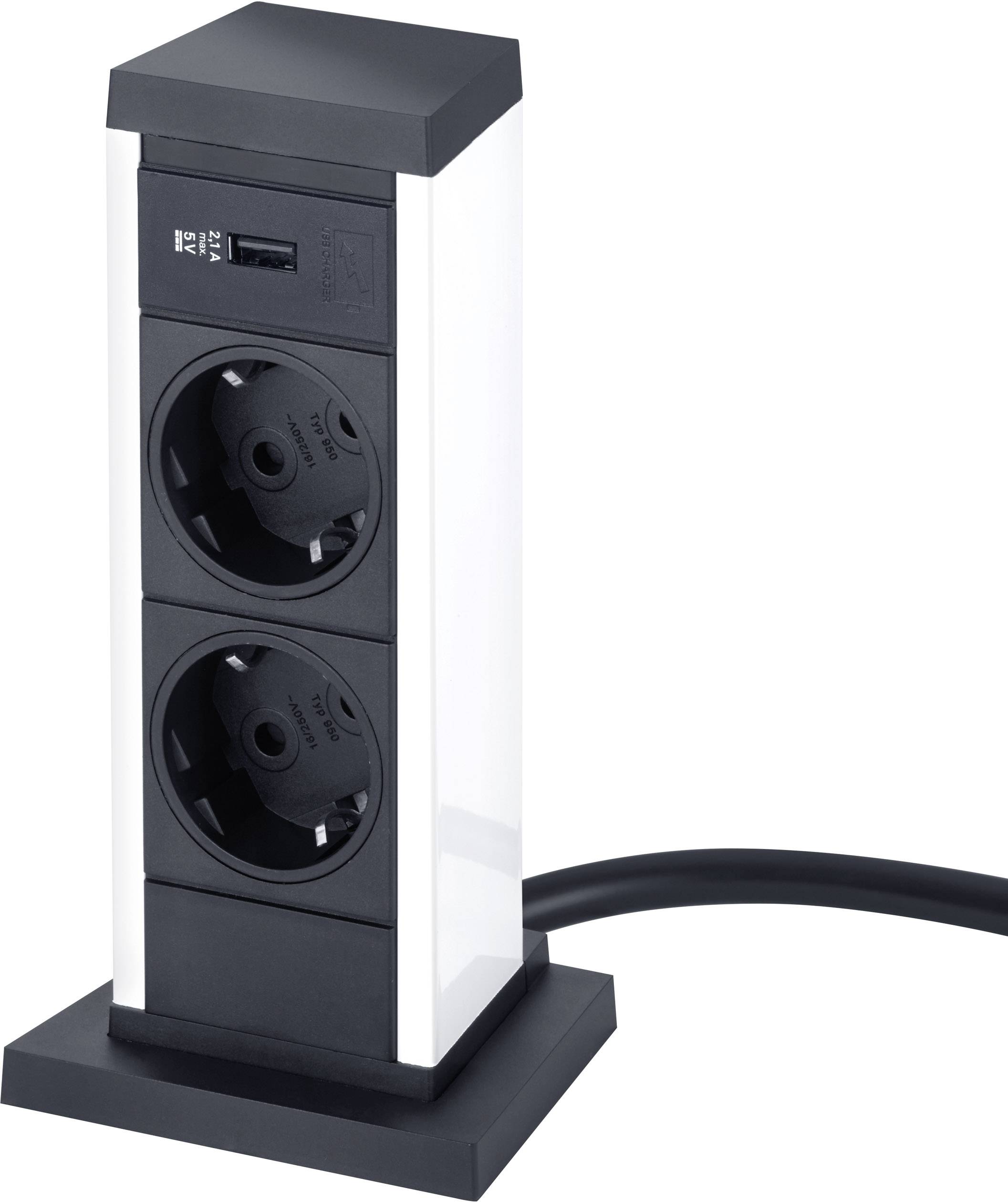 EVOline 159390002900 Einbau-Steckdosenleiste 2fach Schwarz, Weiß Schutzkontakt 1St.