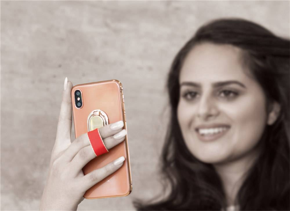 Goobay Finger Strap (silber/blau) Handy Ständer Silber-Blau