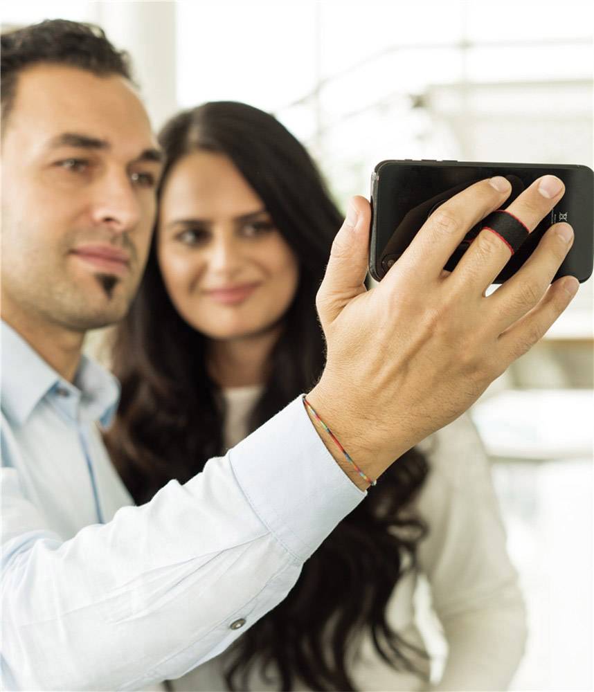 Goobay Finger Strap (silber/blau) Handy Ständer Silber-Blau