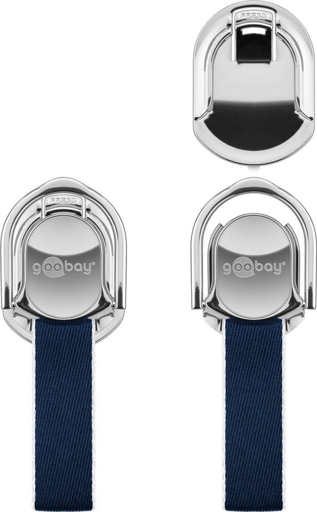 Goobay Finger Strap (silber/blau) Handy Ständer Silber-Blau