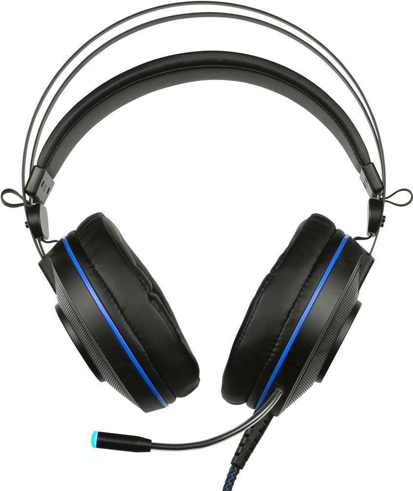 Konix PS-700 Gaming Over Ear Headset kabelgebunden 7.1 Surround Schwarz, Blau Lautstärkeregelung, Mikrofon-Stummschaltung