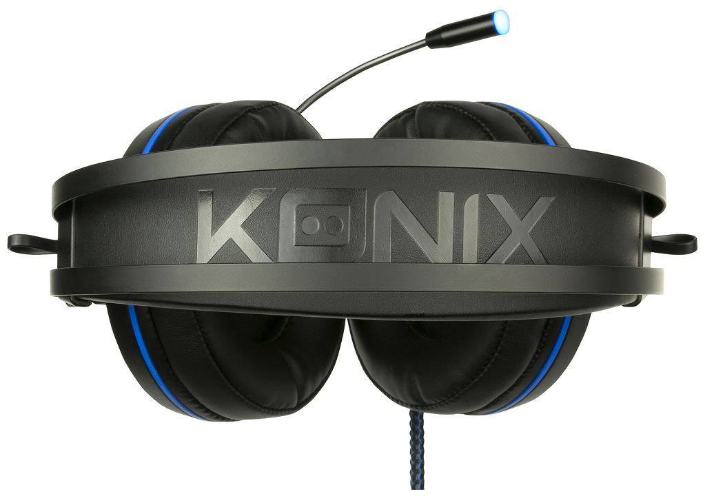 Konix PS-700 Gaming Over Ear Headset kabelgebunden 7.1 Surround Schwarz, Blau Lautstärkeregelung, Mikrofon-Stummschaltung