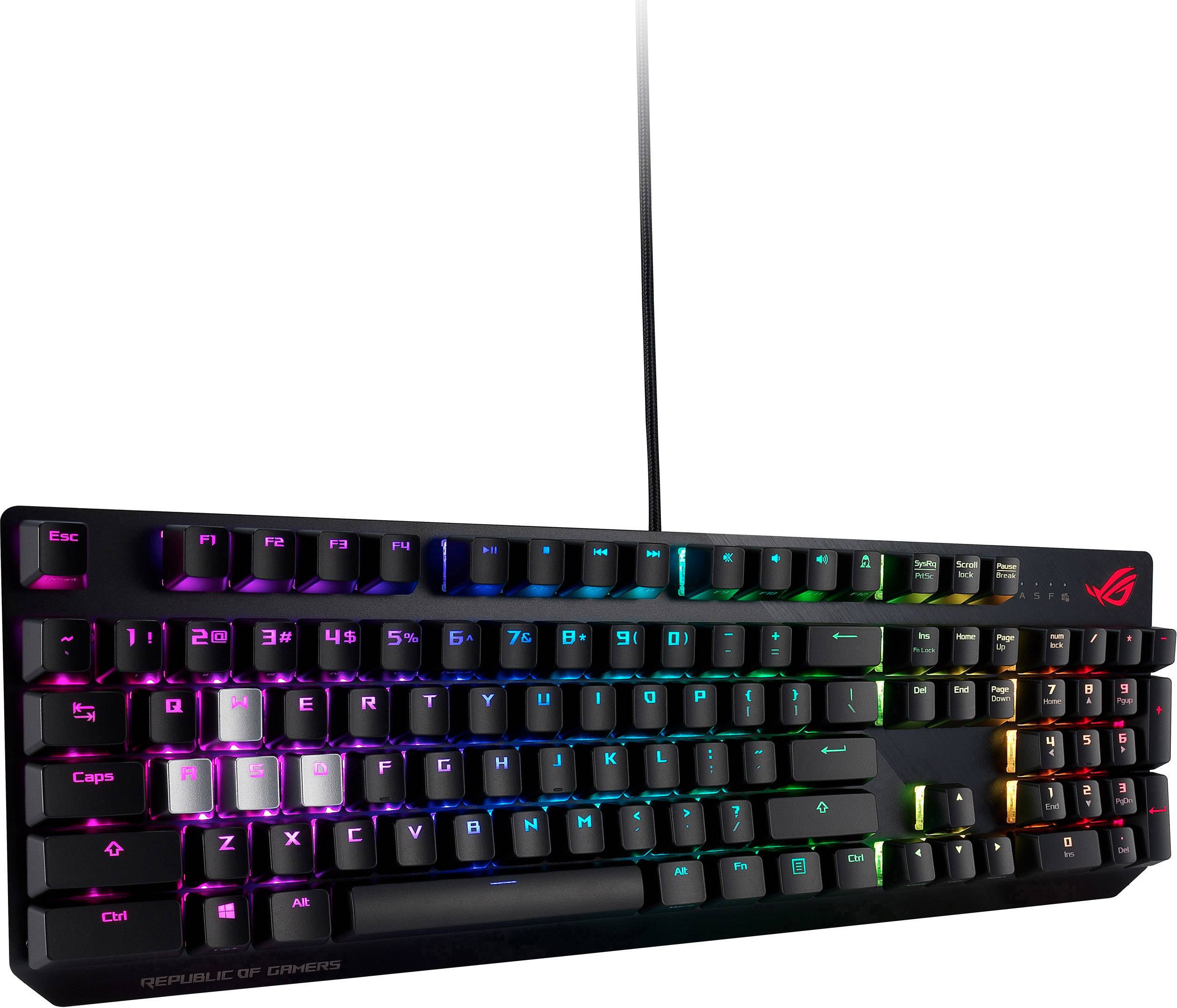 Asus ROG Strix Scope USB Gaming-Tastatur Beleuchtet Deutsch, QWERTZ, Windows® Schwarz, RGB