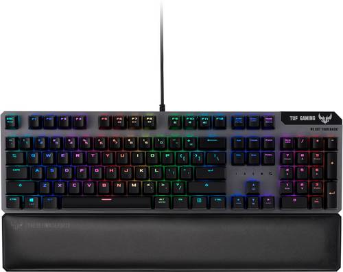 Asus TUF K7 USB Gaming-Maus Handballenauflage, Beleuchtet Deutsch, QWERTZ, Windows® Schwarz, RGB