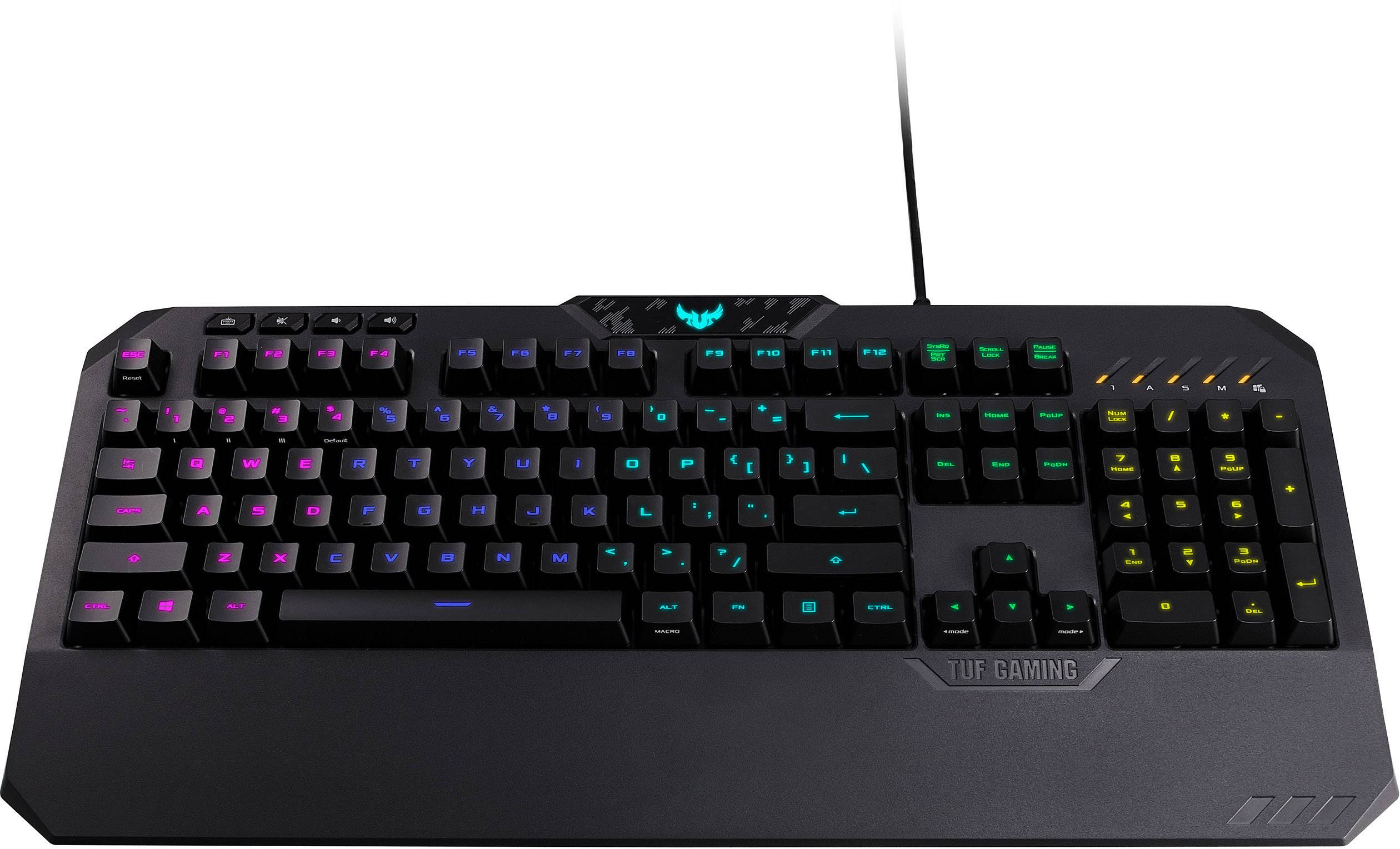 Asus TUF K5 USB Gaming-Tastatur Beleuchtet, Handballenauflage, Spritzwassergeschützt Deutsch, QWERTZ, Windows® Schwarz, RGB