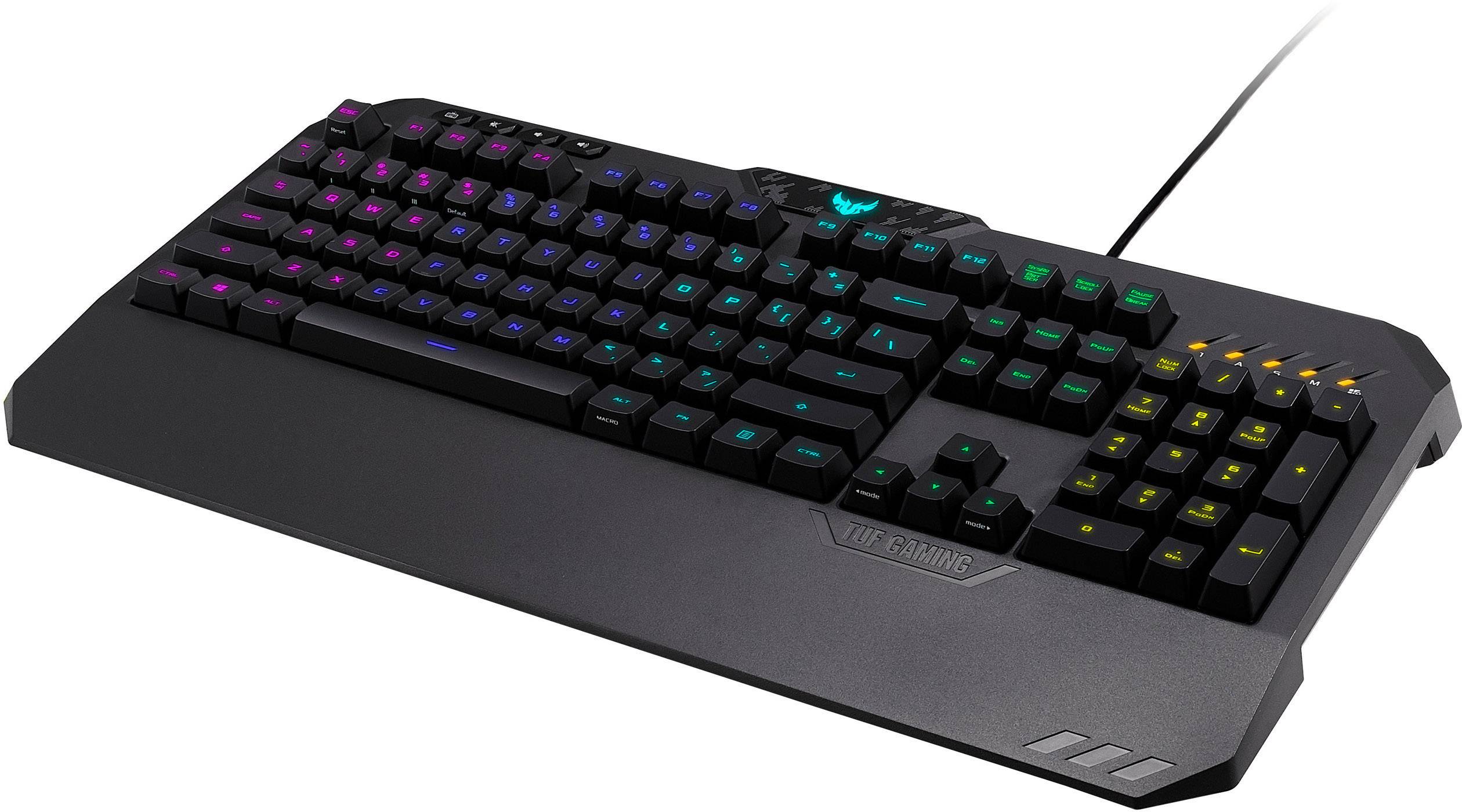 Asus TUF K5 USB Gaming-Tastatur Beleuchtet, Handballenauflage, Spritzwassergeschützt Deutsch, QWERTZ, Windows® Schwarz, RGB