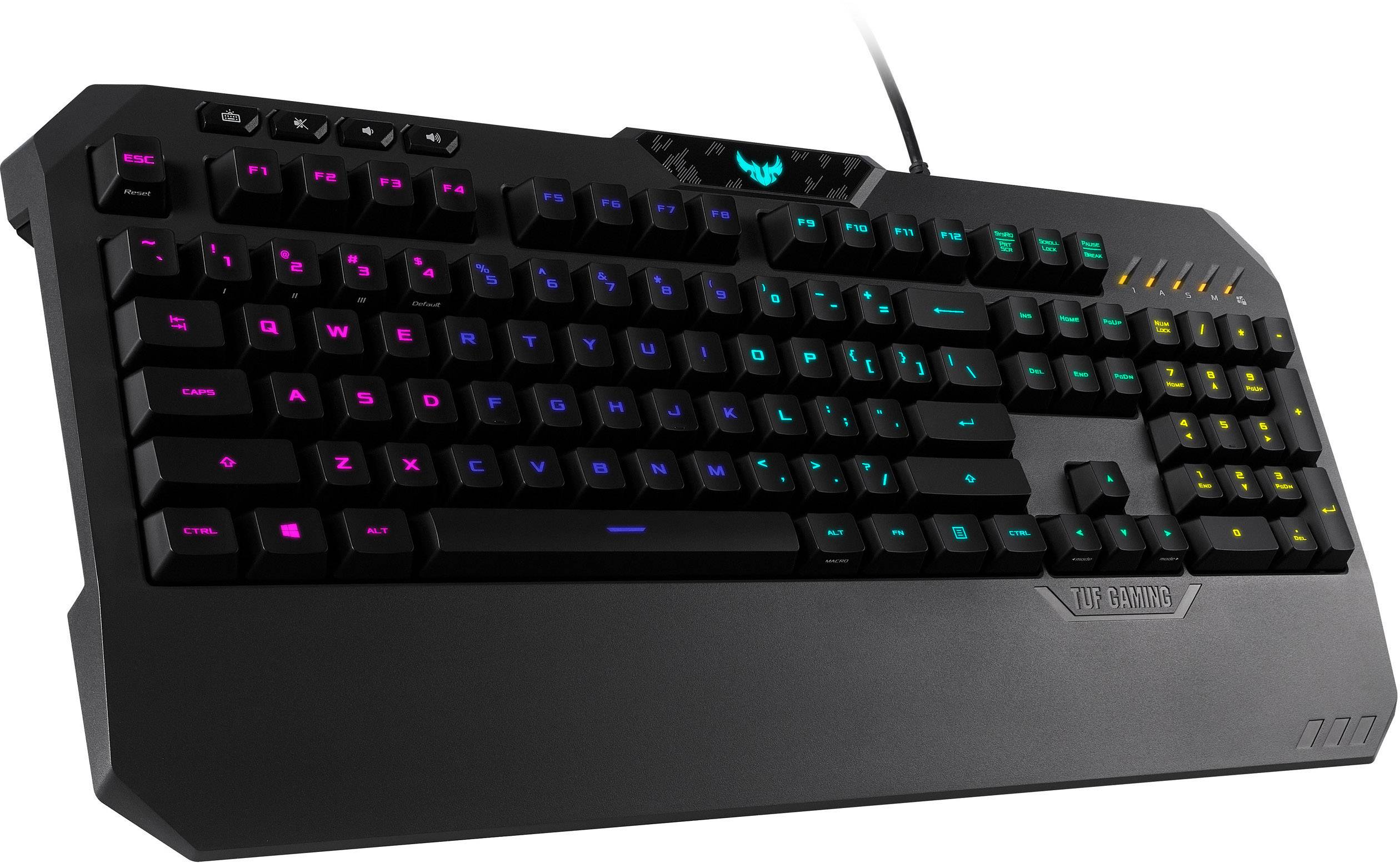 Asus TUF K5 USB Gaming-Tastatur Beleuchtet, Handballenauflage, Spritzwassergeschützt Deutsch, QWERTZ, Windows® Schwarz, RGB